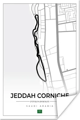 Produktbild von MuchoWow® Poster Rennstrecke - Sport - Saudi-Arabien - Formel 1 - Jeddah Corniche Circuit - Weiß 120x180 cm - Kunstposter