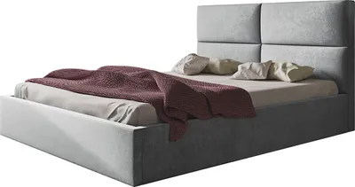 Produktbild von Polsterbett LIZBONA SLIM mit Lattenrost aus Metall und Bettkasten 180x200 cm Hellgrau, Velourestoff  ohne Matratze