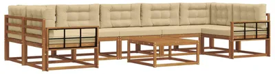Produktbild von vidaXL Outdoor-Sofagarnitur mit Kissen 8 pcs Natur und Beige