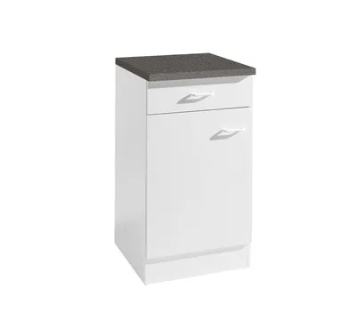 Produktbild von Küchen Unterschrank Start 40 cm breit 60 cm tief in weiß mit 1 Schublade und Arbeitsplatte