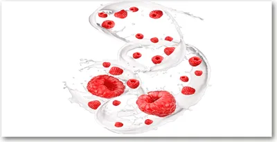 Produktbild von Tulup® Glas-Bild - 100x50 -Wandkunst - Wandbild hinter gehärtetem Sicherheitsglas  - Essen & Getränke - Himbeeren Milch - Rot