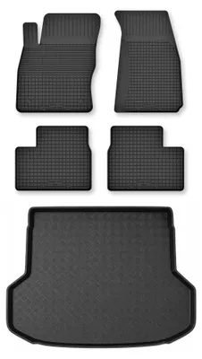 Productafbeelding van Rubberen automatten + kofferbakmat voor Kia Ceed III vanaf 2021 (stationwagen) – 5-delig, zwart, op maat – Wielganizator Semi-Universal