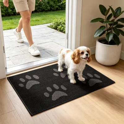 Obrázek produktu pro Podlahová rohož do interiéru i exteriéru, protiskluzová, vysoce savá, černá, 60 x 90 cm