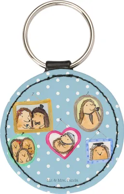 Produktbild von Mr. & Mrs. Panda Taschenanhänger Igel Familie - Blau Pastell - Geschenk, Bilder, Liebe, Glück, Bruder, mini schlüsselanhänger, Bunt, Anhänger, edel