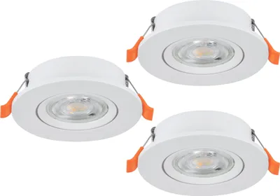 Image de EGLO, lot de 3 spots LED encastrables Barranco, spots de plafond avec commutateur à bascule, spots de plafond pivotants, lumière blanc chaud à blanc froid, comprenant des ampoules GU10, diamètre 9 cm