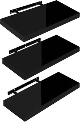 Produktbild von WOLTU 3er-Set Wandregal, Schweberegal, Holz Board,schwarz 50x22.9x3.8cm