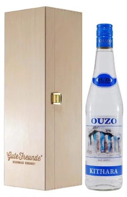Produktbild von Kithara Ouzo mit Geschenk-Holzkiste