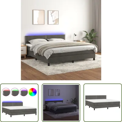 Produktbild von The Living Store Boxspringbett mit Matratze & LED Dunkelgrau 180x200 cm Samt