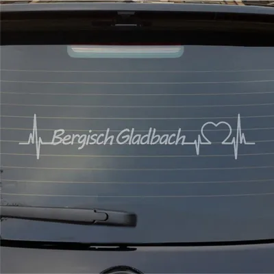 Produktbild von Heckscheibenaufkleber Bergisch Gladbach Herzschlag Puls Stadt Liebe 55x11 cm Milchglas Auto Aufkleber Sticker