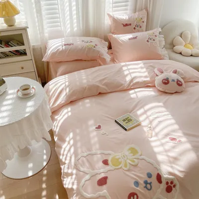 Produktbild von 360Home Bettwäsche Niedlicher Hase Bettbezug Baumwolle 4teiliges Set 1.8m
