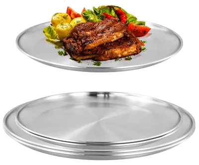 Immagine prodotto di Solidchoice - Set di 5 piatti rotondi in acciaio inossidabile per campeggio