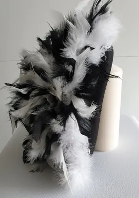 Produktbild von N11-57-58 schwarz mit Silberborte und schwarz-weißer Boa Kinder-Damen-Herren Funkenhut Gr.57-58