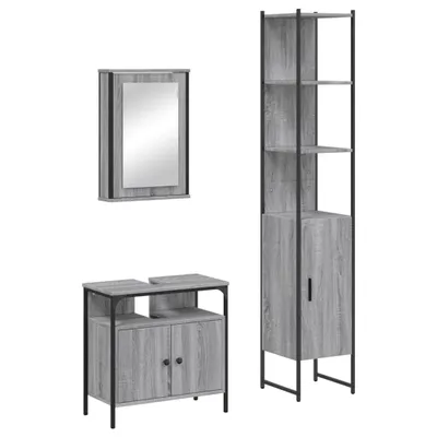 Immagine prodotto di vidaXL Set di mobili da bagno 3 pezzi grigio Sonoma in materiale ligneo