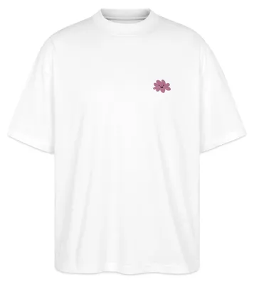 Produktbild von Spreadshirt Fröhliche Rosa Blume Mit Lächelndem Gesicht Oversize Uni T-Shirt, XXL, Weiß