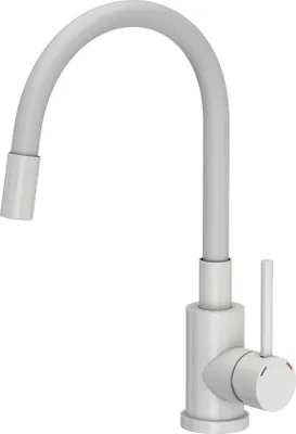 Produktbild von QUADRON MAGGIE Steinstahl-Küchenmischer mit flexiblem Auslauf VERYWHITE MAT - Weiß matt