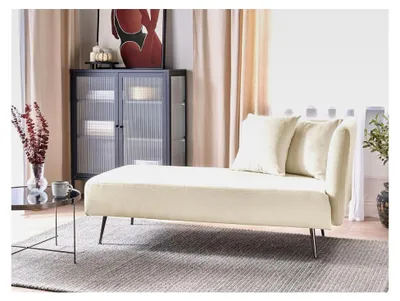 Produktbild von Rechtsseitige Chaiselongue in Weiß mit Kissen und Metallgestell