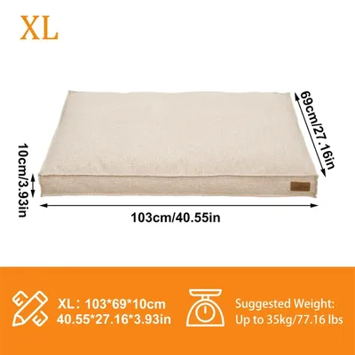 Produktbild von Hundebett - Rechteckige Hundematratze XL - Dicke Schaumstoffpolsterung - Wasserdichte Innenhülle - Abnehmbarer Maschinenwaschbarer Baumwollbezug - Khaki