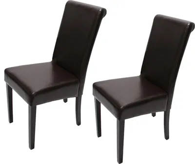 Produktbild von 2er-Set Esszimmerstuhl Stuhl Küchenstuhl Novara II, Leder braun, dunkle Beine