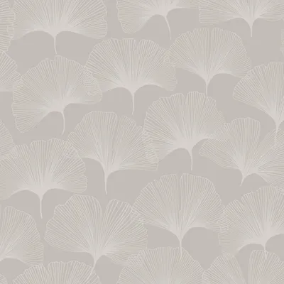 Produktbild von Origin Wallcoverings Tapete Ginkgoblätter Warmgrau 53 cm x 10.05 m
