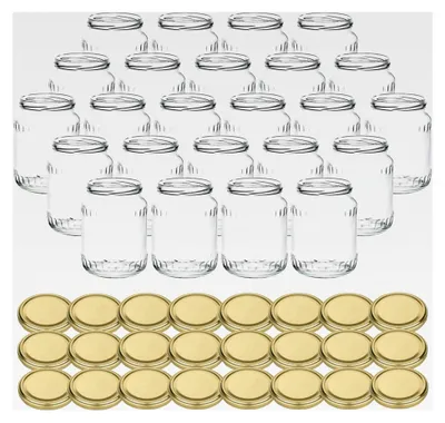 Produktbild von 24er Set Einmachgläser 720 ml mit Schraubdeckel in Goldfarbe - Vorratsgläser mit Drehverschluss - Leere Gläser für Marmelade, Einkochen, Einwecken und Aufbewahrung