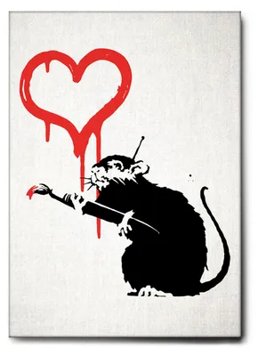 Produktbild von Giallobus - Liebesratte - Banksy - 70L x 100W cm - Bild - Leinwand mit Standardrahmen