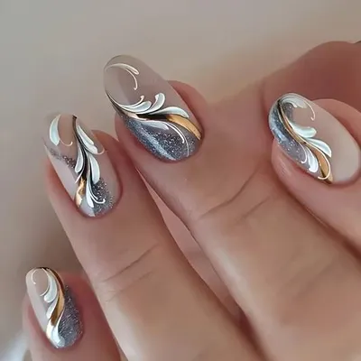 Produktbild von GKA Künstliche Fingernägel 24p G46 zum Aufkleben press on Nails Klebepads Glitzer mit Kleber und Nagelfeile Nägel Kunstnägel Express Nagelstudio