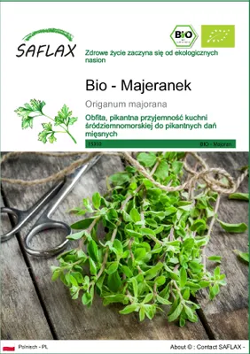 Zdjęcie produktu dla SAFLAX - Bio - Majeranek - 700 Nasiona - Origanum majorana