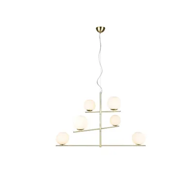Zdjęcie produktu dla Żyrandol PURE złoto-biały 6xE14x28W szkło wym:150x115x80cm IP20 Trio