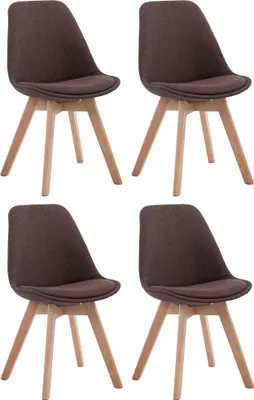 Produktbild von CLP 4er Set Besucherstühle Borneo V2 Stoff  mit Polsterung braun Gestell Farbe natur