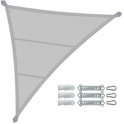 Produktbild von Dreieckiges Sonnensegel 5 x 5 x 5 m mit Befestigungsset in Grau