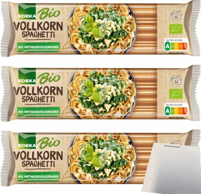 Produktbild von Edeka Spaghetti Vollkorn 3er Pack (3x500g Packung) + usy Block