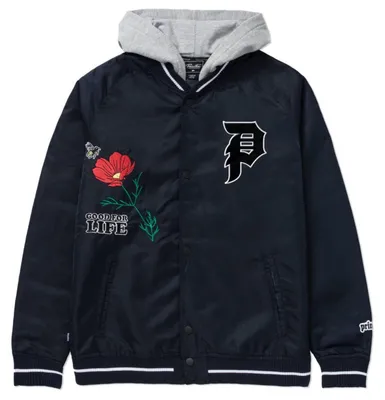Productafbeelding van Herren Primitive Keeper Two-Fer Varsity Bomberjack met capuchon, marineblauw, maat S