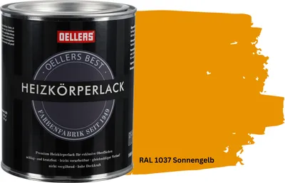 Produktbild von OELLERS Premium Heizkörperlack 1L – RAL 1037 Sonnengelb | Heizkörperfarbe & Heizungsfarbe | Hochdeckender Heizungslack | Hitzebeständig & langlebig