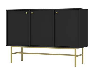 Produktbild von Große Kommode mit Türen IROS 3 – Graphitschwarz/Gold