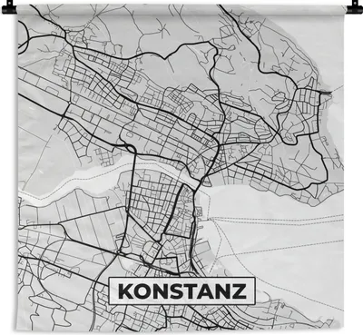Produktbild von MuchoWow® Wandteppich Wandbehang Deutschland - Karte - Kostanz - Karte - Stadtplan 150x150 cm Tapisserie Dekoration Wandtuch - Wohnaccessoires - Modernes
