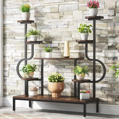 Image de Support à plantes Famanu avec 8 niveaux - Étagères élégantes pour plusieurs plantes