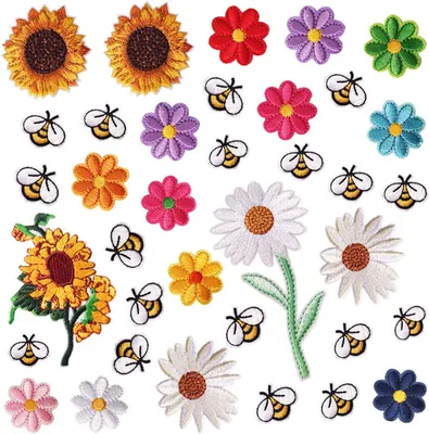 Imagen del producto de Parches para planchar y coser, set de 36 unidades, con 16 diseños diferentes, para ropa y bolsos