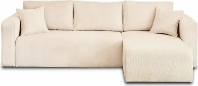 Image de Best Mobilier Topaze - canapé d'angle réversible - 4 places - convertible avec coffre - en velours texturé , Beige