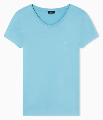 Produktbild von EMPORIO ARMANI Damen Essential Studs V Neck T-Shirt Blau M