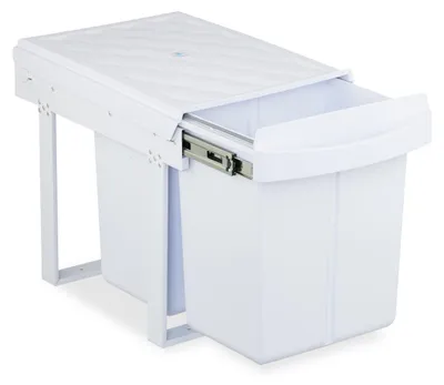 Einbau-Mülltrenner, 2x20 l, ausziehbar, 41,3x34x51,8 cm, Weiß