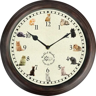 Immagine prodotto di Esschert Design | Orologio da parete con suoni di gatti - 30 cm - Regalo originale - La gioia degli amanti degli animali
