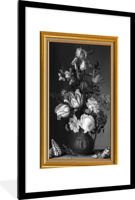Produktbild von MuchoWow® Gerahmtes Poster Alte Meister - Kunst - Liste - Gold 60x90 cm - Poster mit Schwarzem Bilderrahmen Wandposter Rahmen Foto Bilder - Dekoration - Wandposter Wohnzimmer - Hochwertig