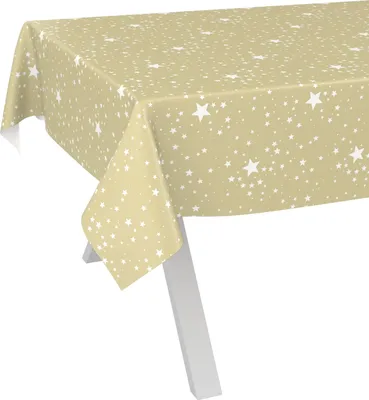 Produktbild von Tischdecke Minimalistisch Sterne Beige 2000x140cm Schnittkante Wachstuch abwaschbar