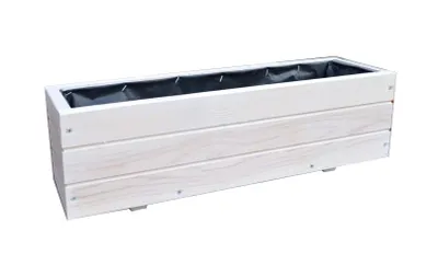 Produktbild von Blumenkasten Holz 60 cm lang – Balkon Pflanzkasten wetterfest & fertig montiert – Pflanzkübel Holz für Terrasse & Garten D6 Weiß