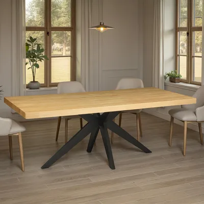 Produktbild von riess-ambiente Esstisch ZEUS 200cm Eiche mit Sterngestell Metall schwarz mit Sterngestell Metall Esszimmertisch Tisch Konferenztisch