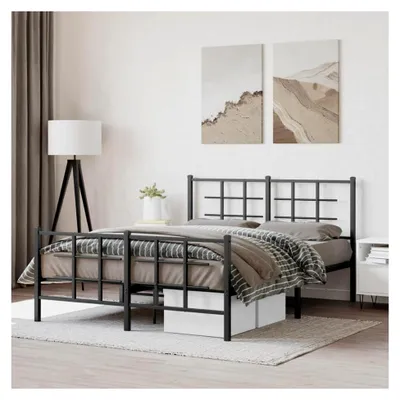 Produktbild von Robustes Stahlbettgestell mit Lattenrost, Schwarz, 196 x 142 x 90 cm - Für Ihr Schlafzimmer