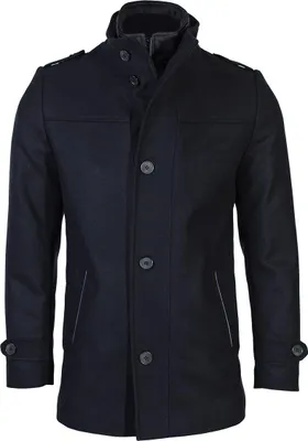 Produktbild von Zapana Herren Wollmantel mit Kaschmirmischung Octave Schwarz XXL