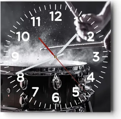 Produktbild von Wanduhr - Quadrat - Glasuhr - Trommel Staub Trommel - 30x30cm - Schleichendes Uhrwerk - Lautlos - zum Aufhängen bereit - Dekoration Modern - Wanddekoration aus Glas - C4AC30x30-4313