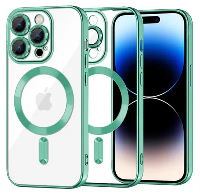 Produktbild von Techsuit Luxury Crystal Back Cover Hülle mit MagSafe für Apple iPhone 14 Pro - Hellgrün