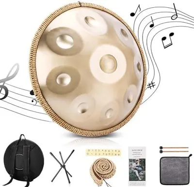 Produktbild von Handpan Drum in D Moll 432Hz 9 Töne 22 Zoll Stahl Pan, mit weicher Handpan Tasche, Handtrommelständer, Schlägeln, Harmonische Percussion, für Klangheilung, persönliche Meditation, Yoga